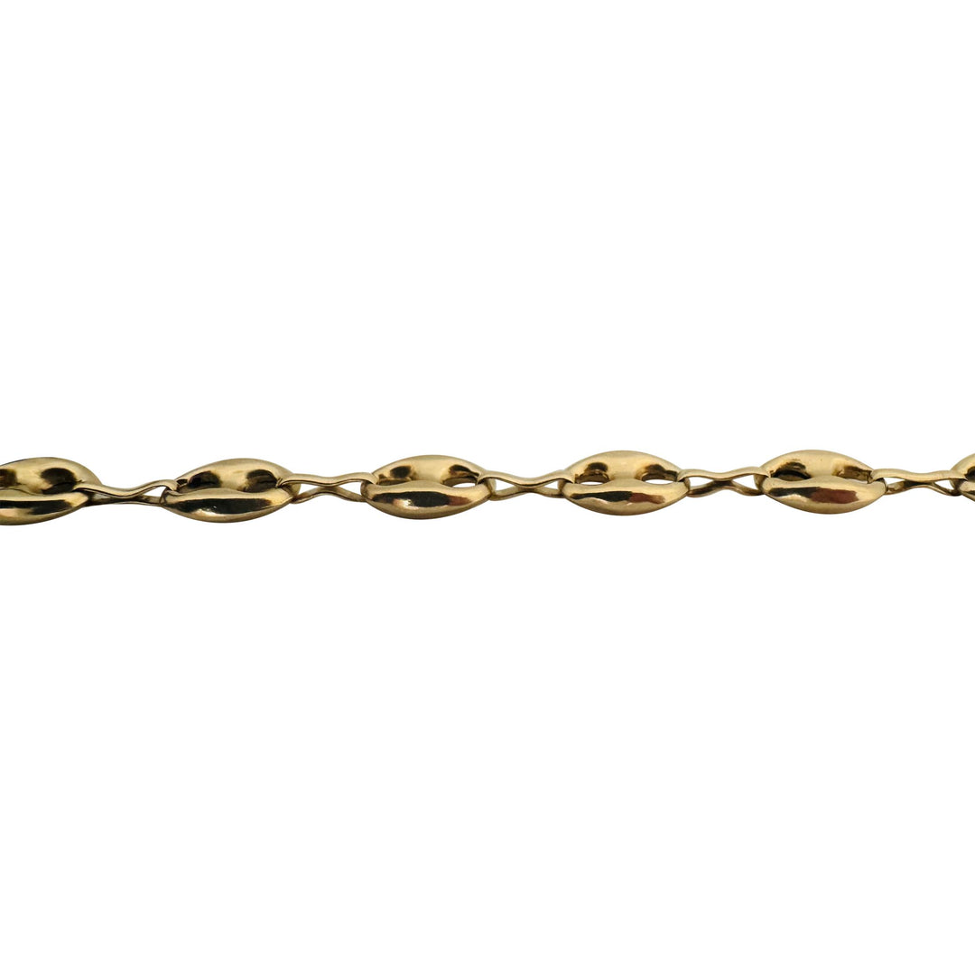 14k Yellow Gold 5.7g Polished 7.5mm Puffy Mariner Link Bracelet 7.5"