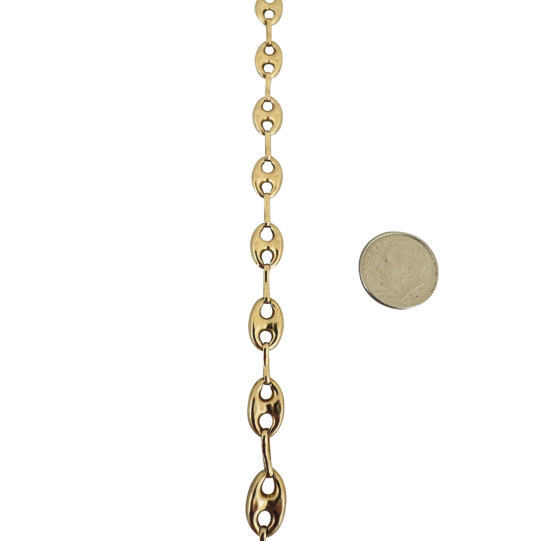 14k Yellow Gold 5.7g Polished 7.5mm Puffy Mariner Link Bracelet 7.5"