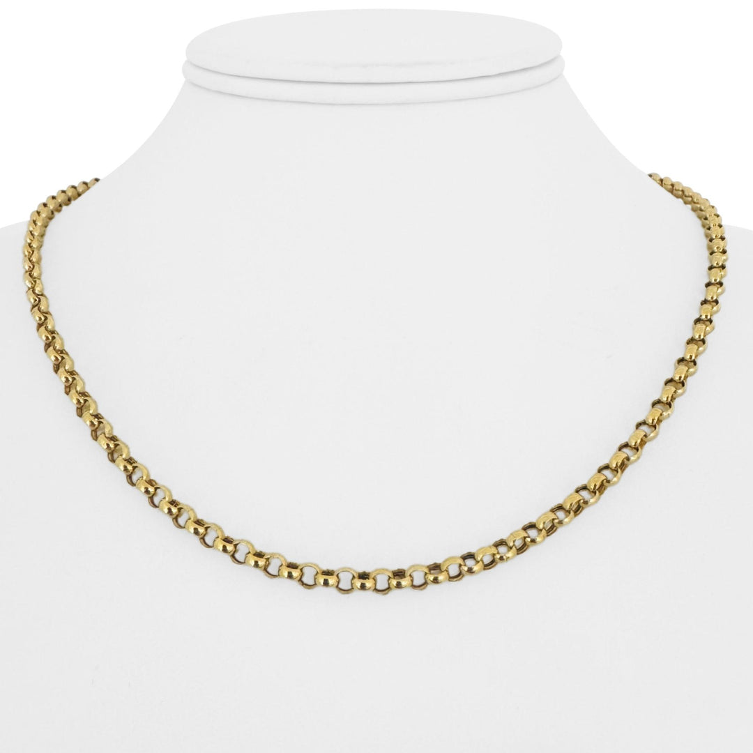 14k Yellow Gold 8g Hollow Ladies 4mm Rolo Link Chain Necklace Italy 18"