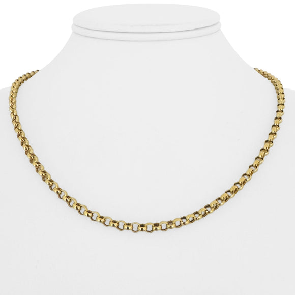 14k Yellow Gold 8g Hollow Ladies 4mm Rolo Link Chain Necklace Italy 18