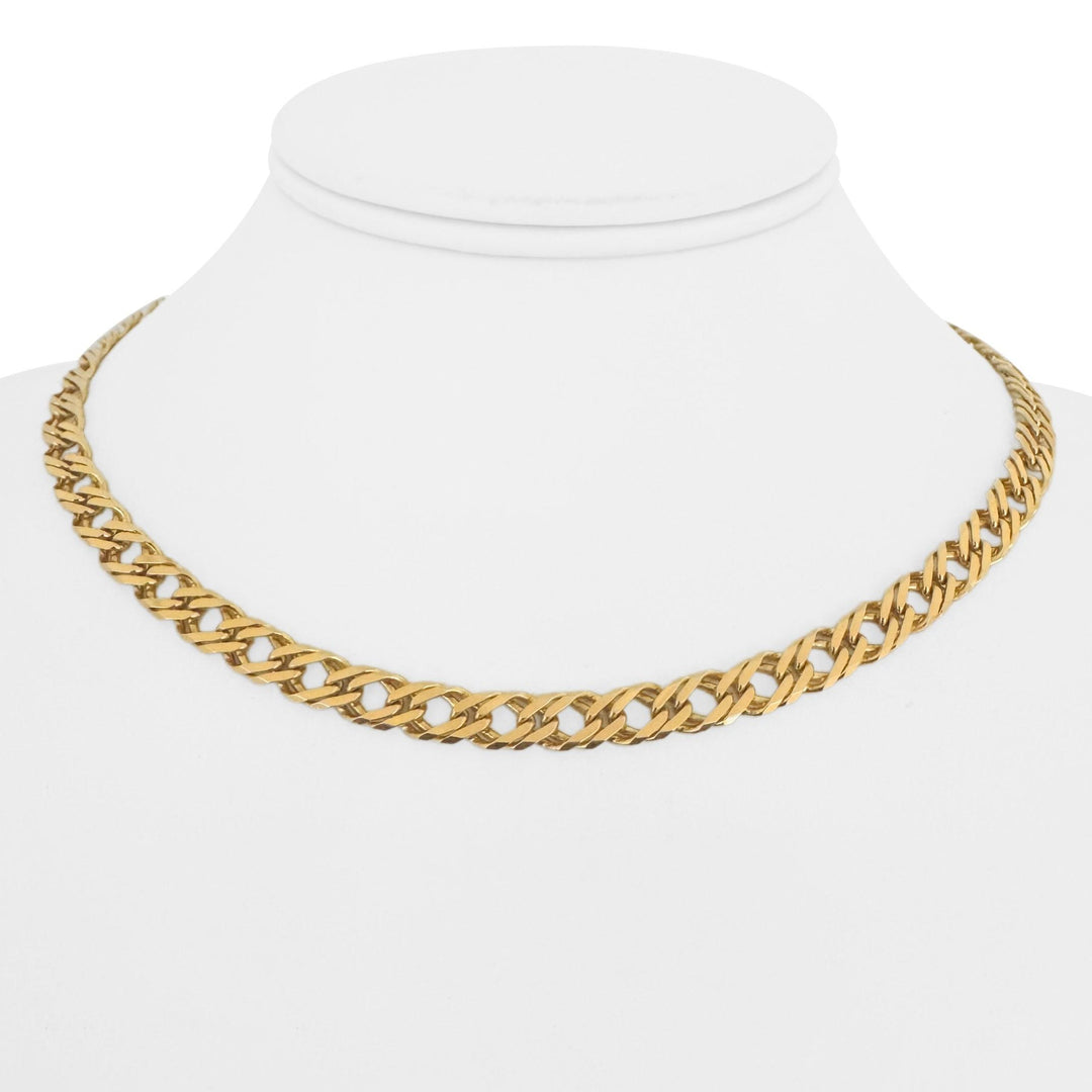 14k Yellow Gold 19g Solid Squared Double Curb Link Chain Necklace Italy 16"
