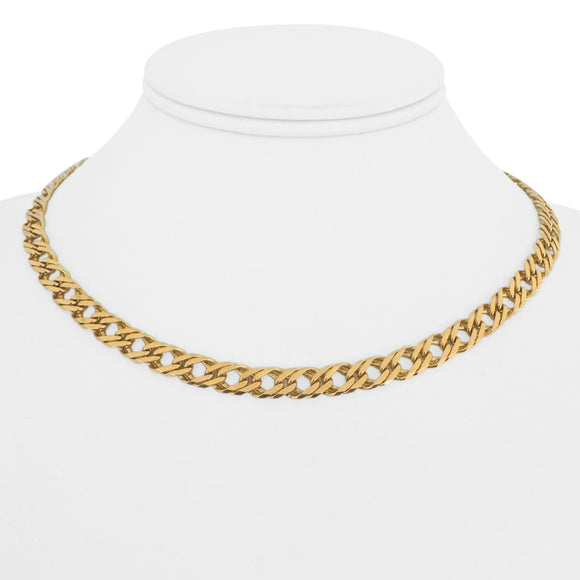 14k Yellow Gold 19g Solid Squared Double Curb Link Chain Necklace Italy 16