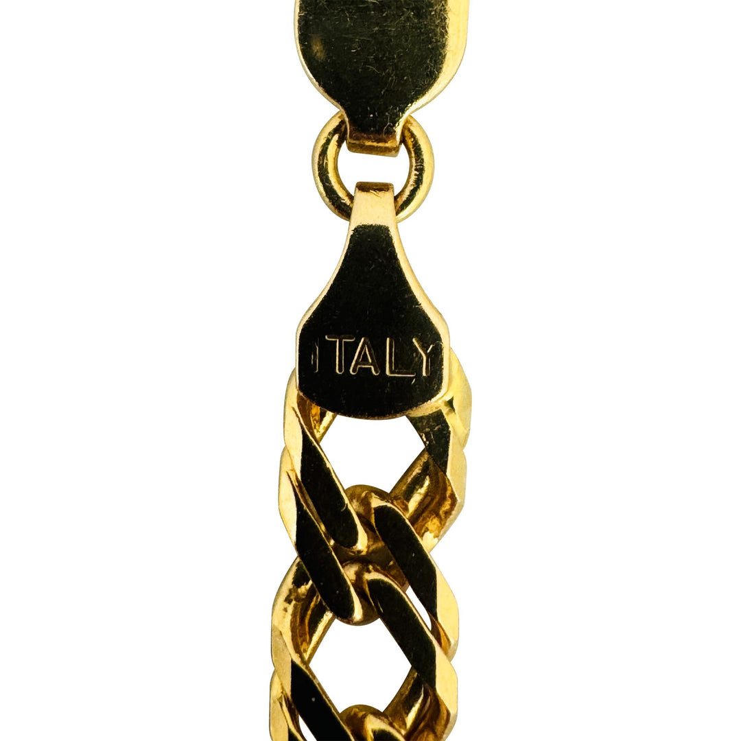 14k Yellow Gold 19g Solid Squared Double Curb Link Chain Necklace Italy 16"