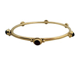 Pair of 14k Yellow Gold and Assorted Cabochon Gemstones Bangle Bracelets 7.75"
