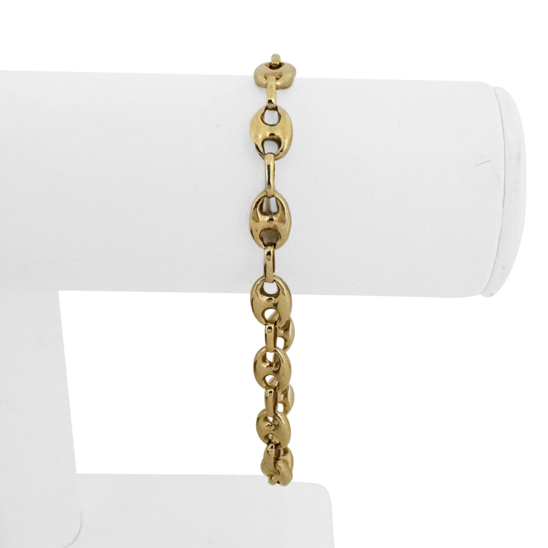 14k Yellow Gold 8.6g Polished 7.5mm Puffy Mariner Link Bracelet 8"