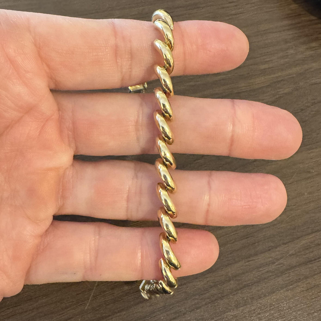 14k Yellow Gold 12.5g Ladies Polished 7mm San Marco Link Bracelet 7.25"
