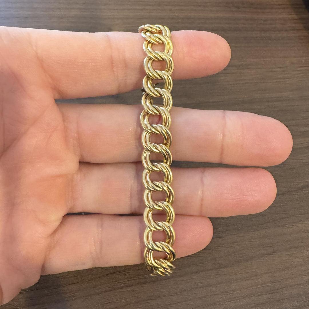14k Yellow Gold 10.6g Hollow Light 11mm Double Curb Link Bracelet 7"