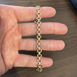 14k Yellow White and Rose Gold 10g Ladies Fancy Link Bracelet Italy 7"