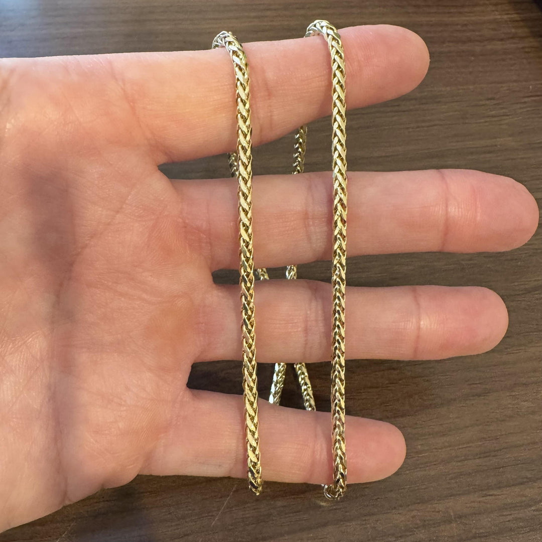 10k Yellow Gold 9.5g Hollow Light 3.2mm Wheat Link Chain Necklace 22"