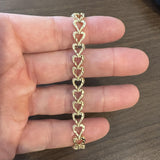 14k Yellow Gold 10.6g Solid Diamond Cut 8.5mm Heart Link Bracelet 7"