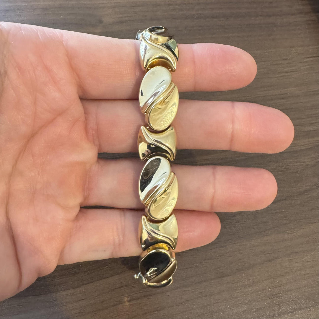 14k Yellow Gold 28.7g Ladies Thick 15mm Fancy Link Bracelet Italy 7.25"