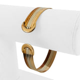 14k Yellow White and Rose Gold 17.2g Vintage Flex Cuff Bracelet Italy 7.25"