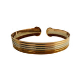 14k Yellow White and Rose Gold 17.2g Vintage Flex Cuff Bracelet Italy 7.25"