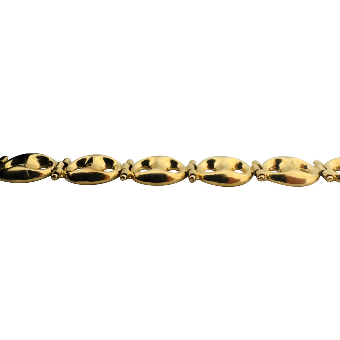 14k Yellow Gold 10.5g Ladies Polished 8.5mm Puffy Mariner Link Bracelet Italy 7"