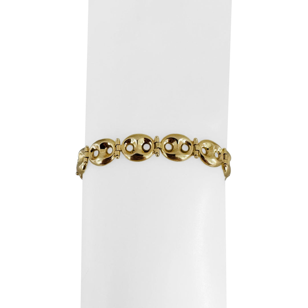 14k Yellow Gold 10.5g Ladies Polished 8.5mm Puffy Mariner Link Bracelet Italy 7"