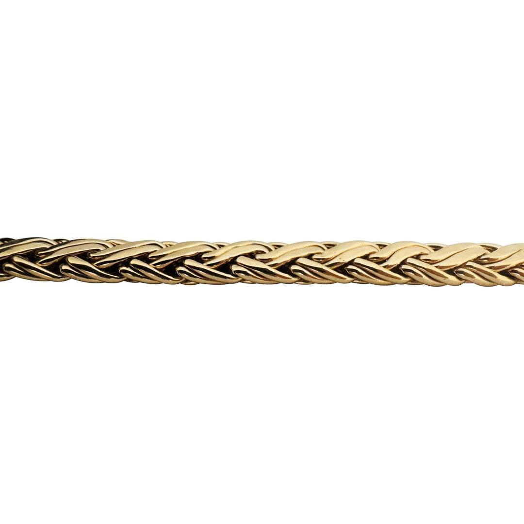 14k Yellow Gold 22g Thick Polished 7.5mm Flattened Braided Link Bracelet 8"