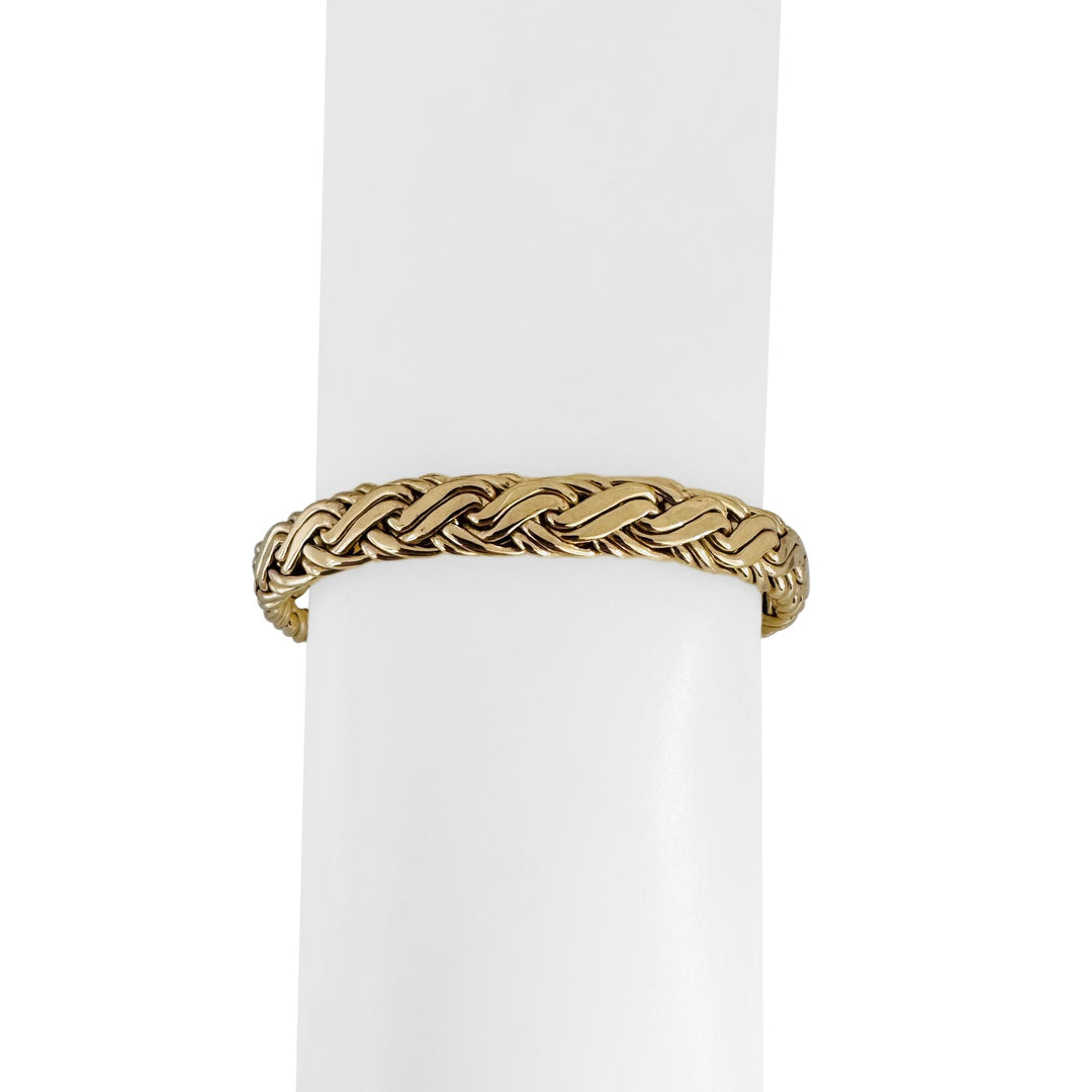 14k Yellow Gold 22g Thick Polished 7.5mm Flattened Braided Link Bracelet 8"