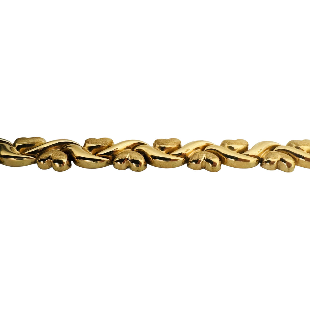 14k Yellow Gold 12.6g Ladies Vintage 9mm Fancy Heart Link Bracelet 7"