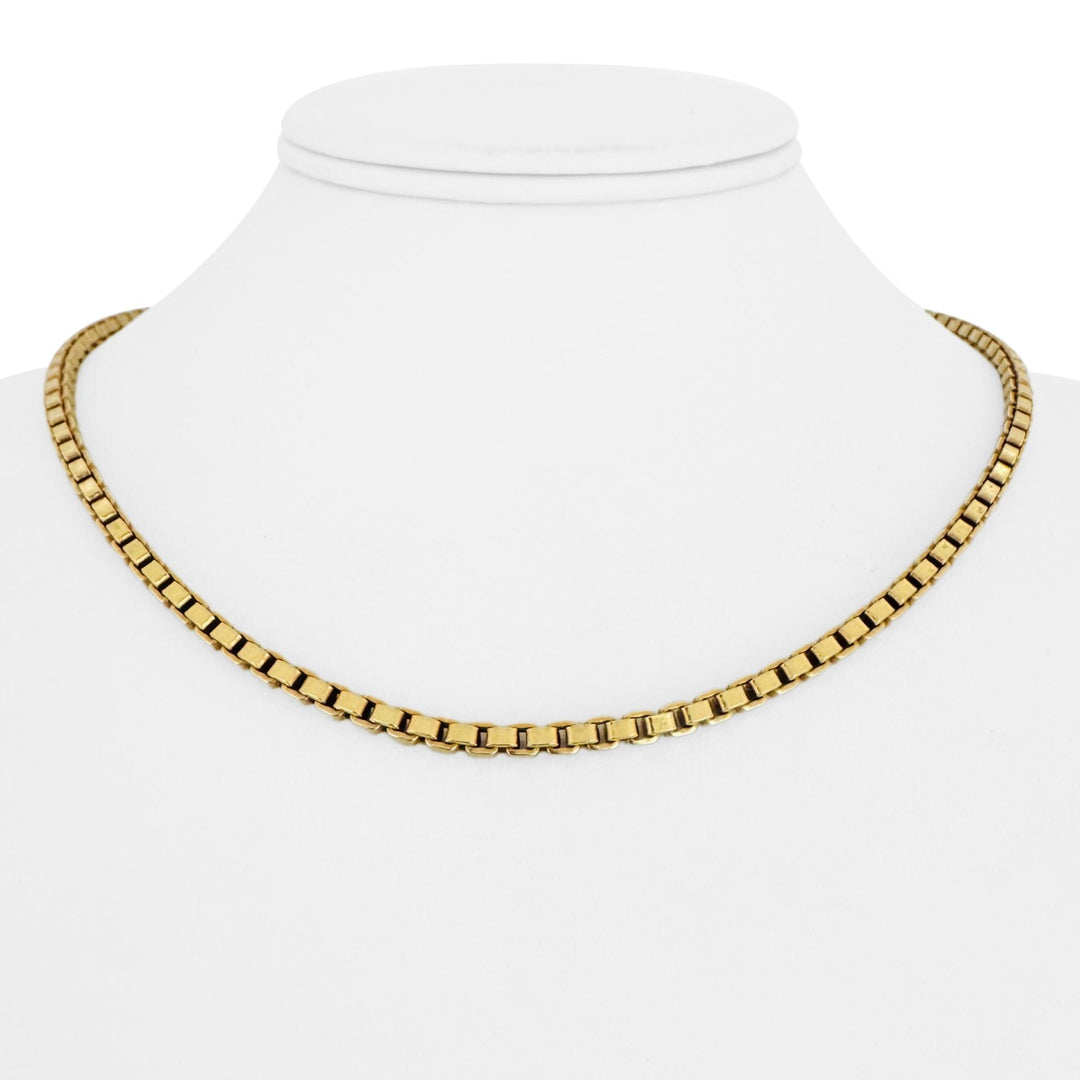 14k Yellow Gold 17.3g Solid Vintage 3.5mm Box Link Chain Necklace Italy 17"