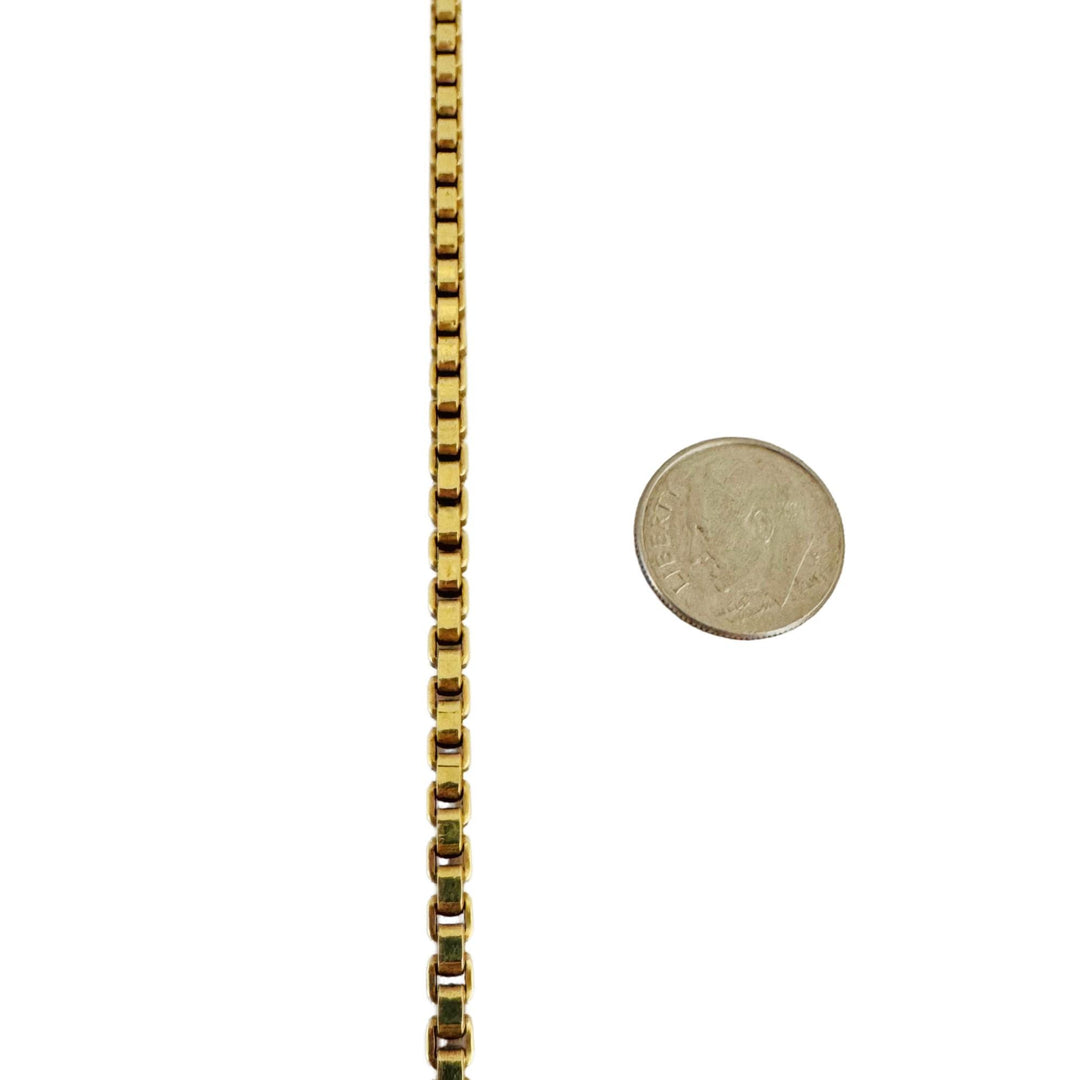 14k Yellow Gold 17.3g Solid Vintage 3.5mm Box Link Chain Necklace Italy 17"