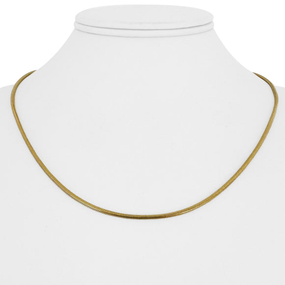 14k Yellow Gold 12.6g Solid Thin 2mm Round Snake Link Necklace Italy 18.5