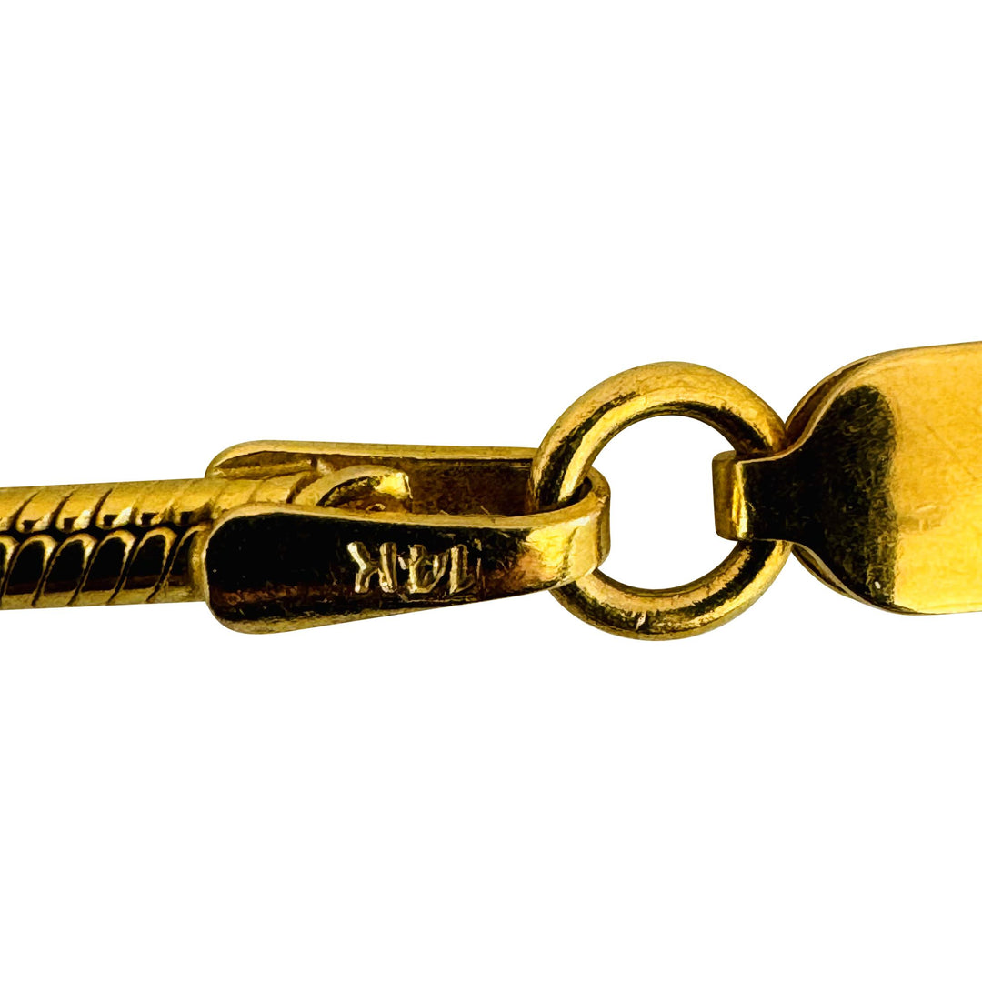 14k Yellow Gold 12.6g Solid Thin 2mm Round Snake Link Necklace Italy 18.5"