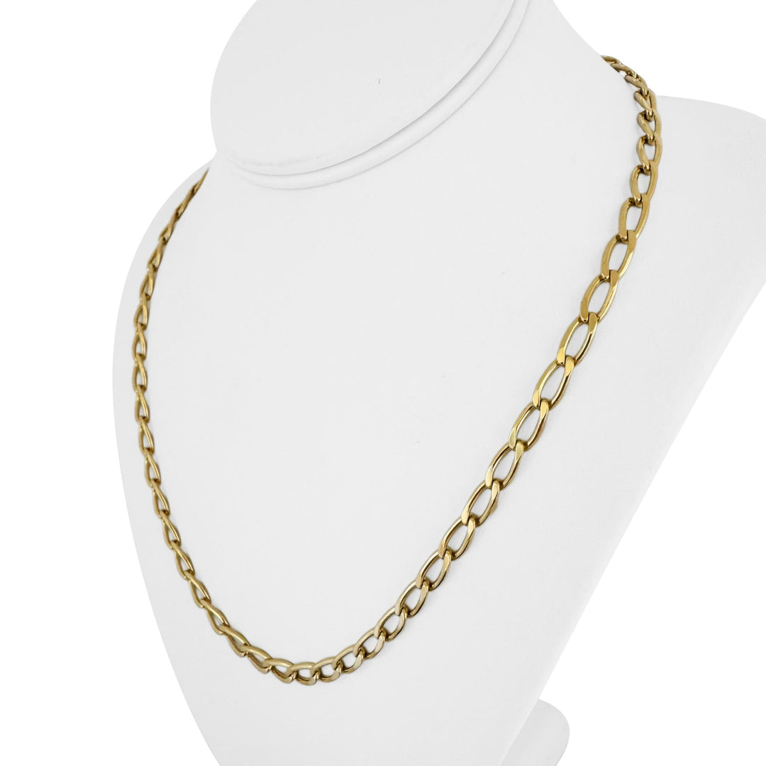 14k Yellow Gold 28.5g Solid Heavy Oval Curb Link Chain Necklace Italy 20.5"
