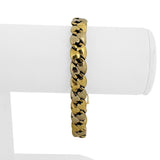 14k Yellow and White Gold 18.8g Thick Puffed Fancy Link Bracelet Italy 7.25"