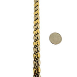 14k Yellow and White Gold 18.8g Thick Puffed Fancy Link Bracelet Italy 7.25"