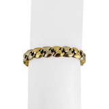 14k Yellow and White Gold 18.8g Thick Puffed Fancy Link Bracelet Italy 7.25"