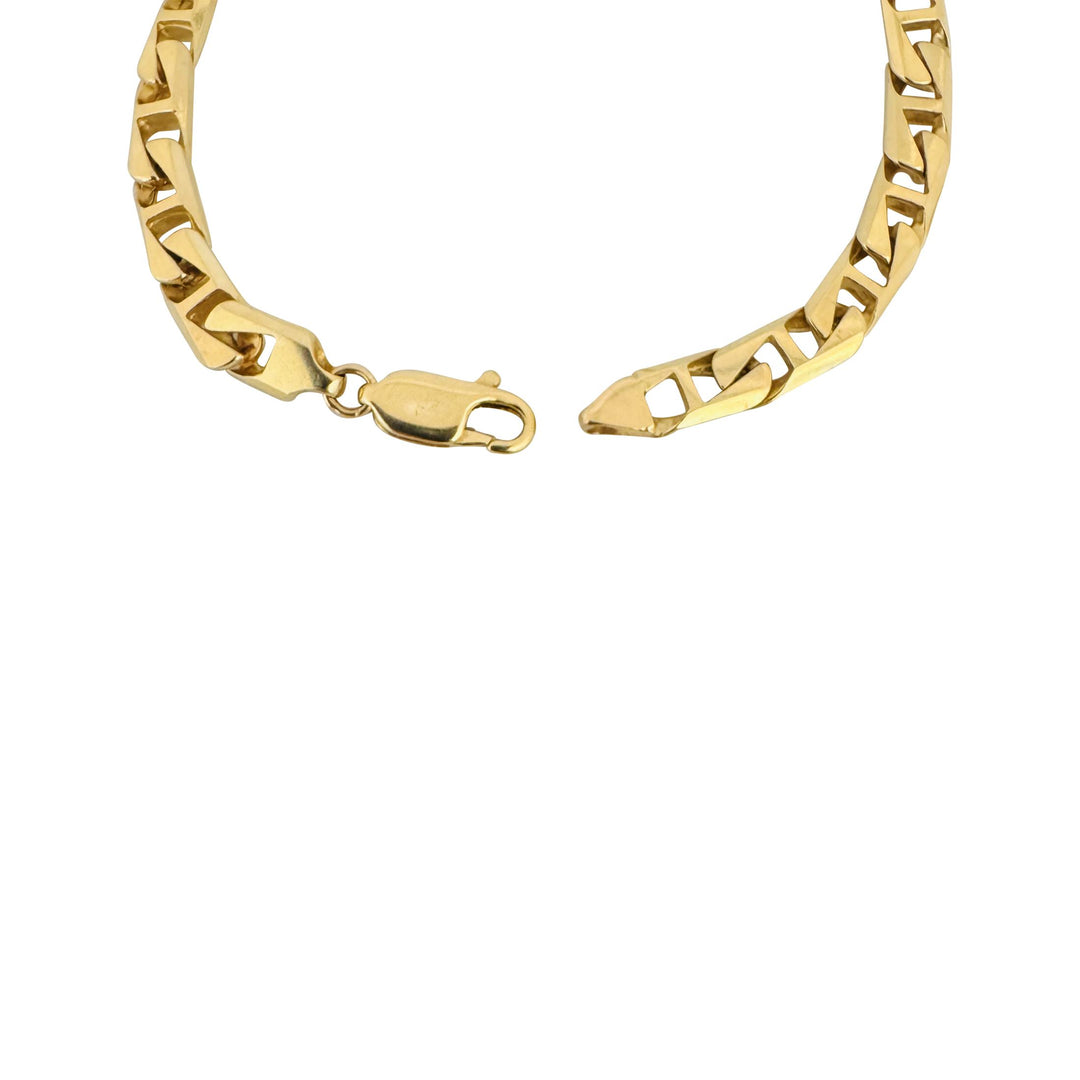 14k Yellow Gold 13.7g Solid Ladies 5.5mm Squared Mariner Link Bracelet 7"
