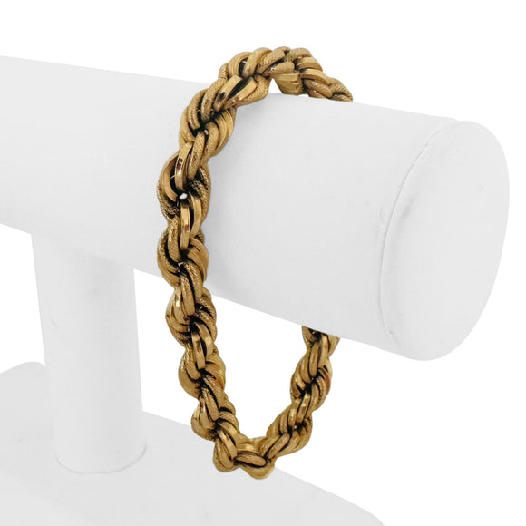 18k Yellow Gold 18g Vintage Ladies Thick 9mm Rope Bracelet Italy 8