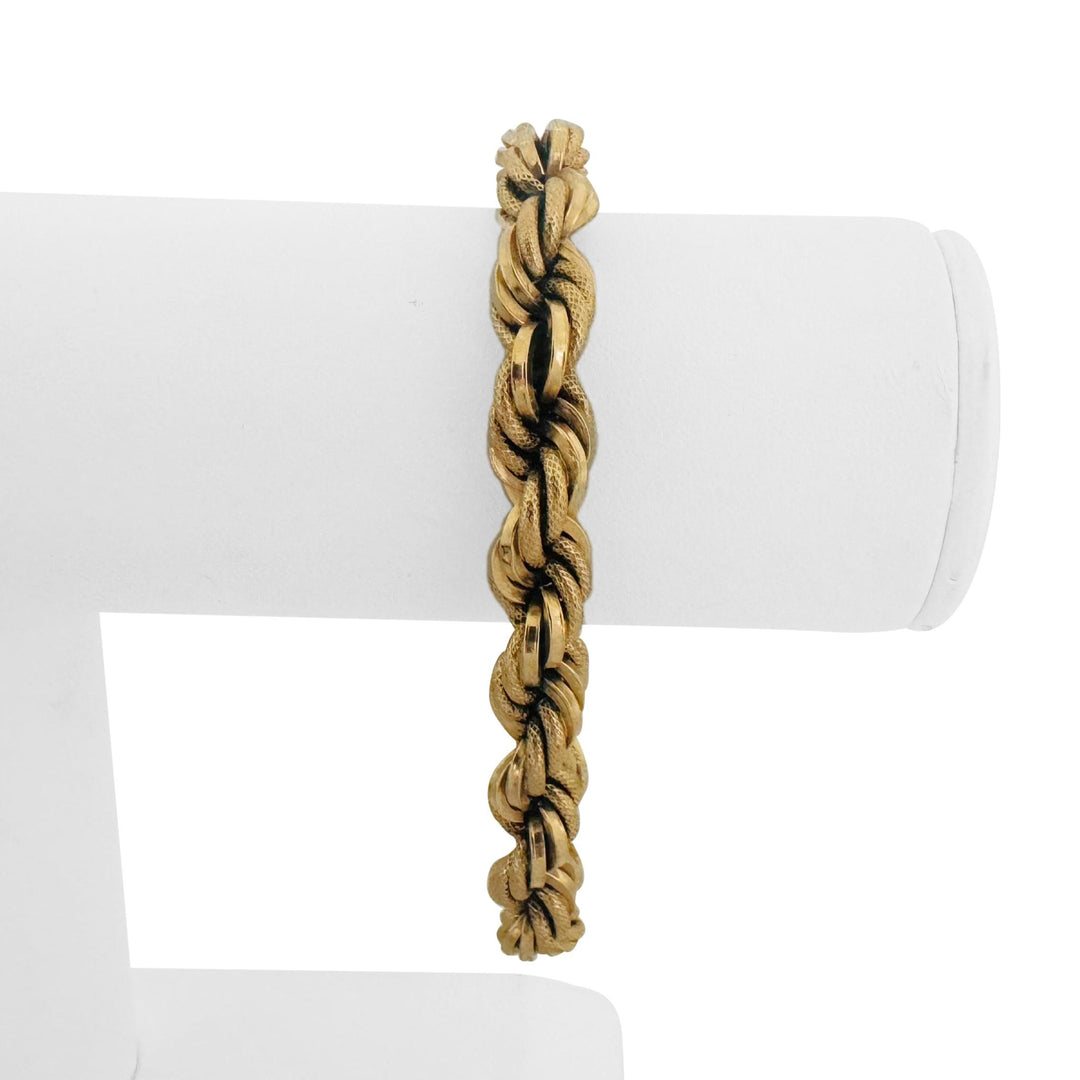 18k Yellow Gold 18g Vintage Ladies Thick 9mm Rope Bracelet Italy 8"