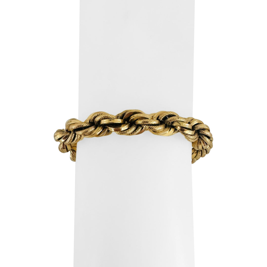 18k Yellow Gold 18g Vintage Ladies Thick 9mm Rope Bracelet Italy 8"