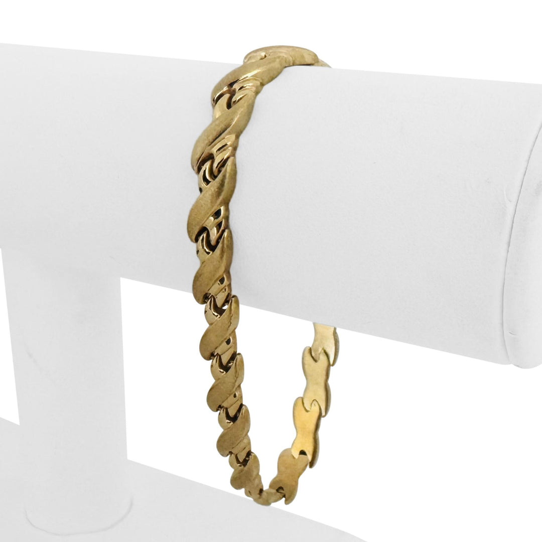 14k Yellow Gold 11.2g Ladies Satin Finish 7mm Fancy Link Bracelet 8"