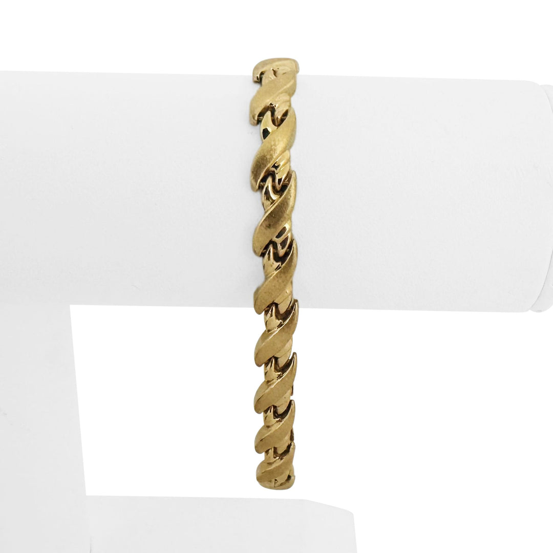 14k Yellow Gold 11.2g Ladies Satin Finish 7mm Fancy Link Bracelet 8"