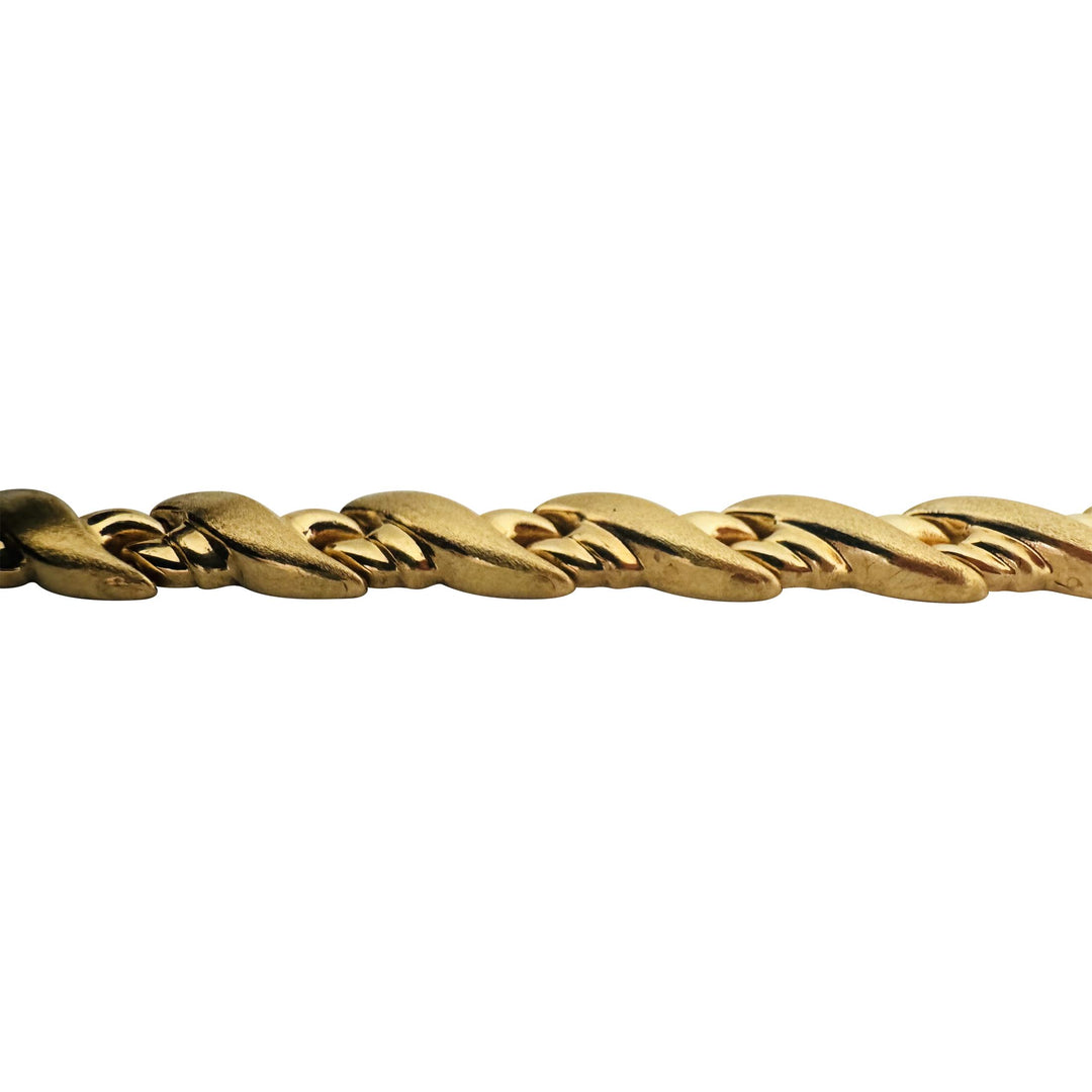 14k Yellow Gold 11.2g Ladies Satin Finish 7mm Fancy Link Bracelet 8"
