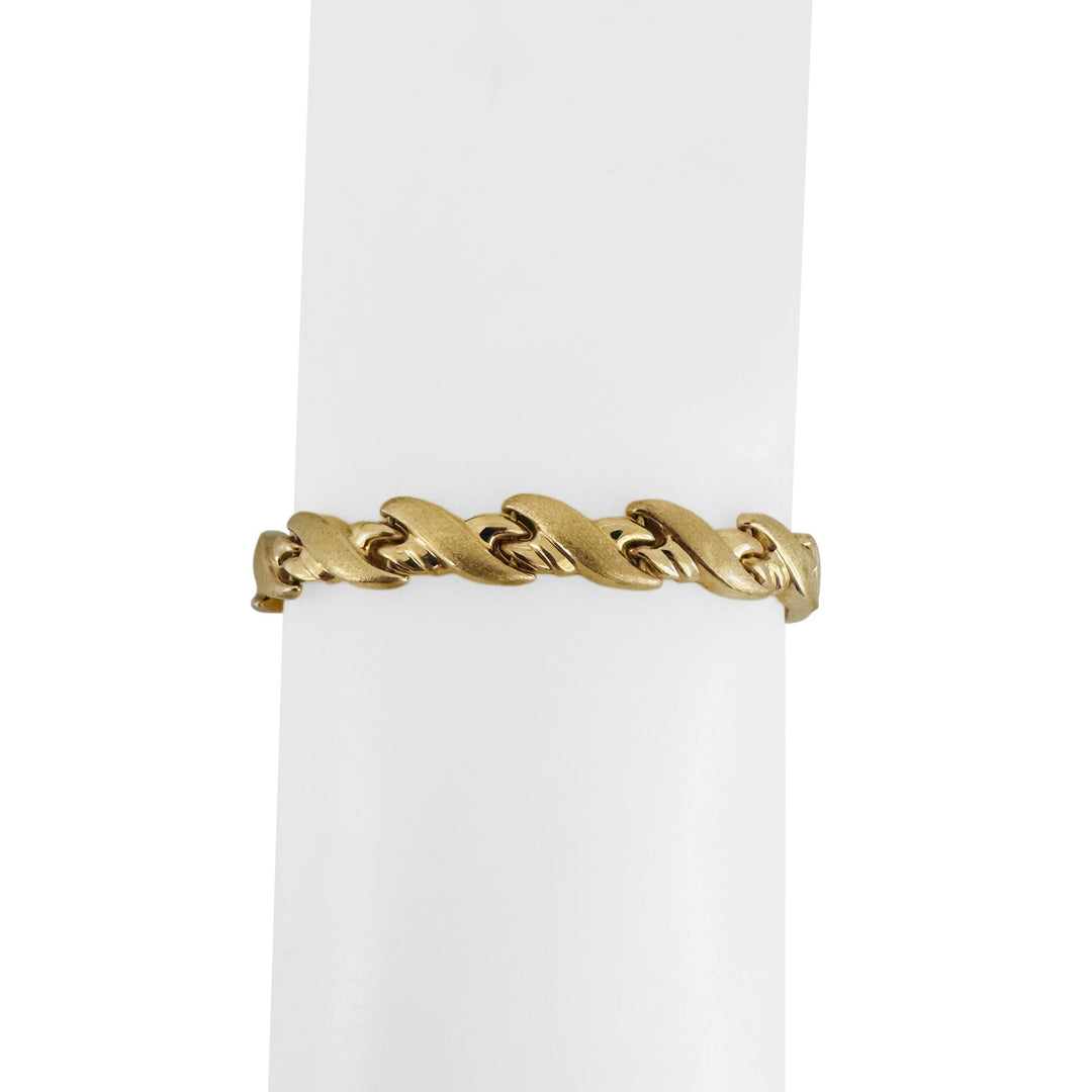 14k Yellow Gold 11.2g Ladies Satin Finish 7mm Fancy Link Bracelet 8"