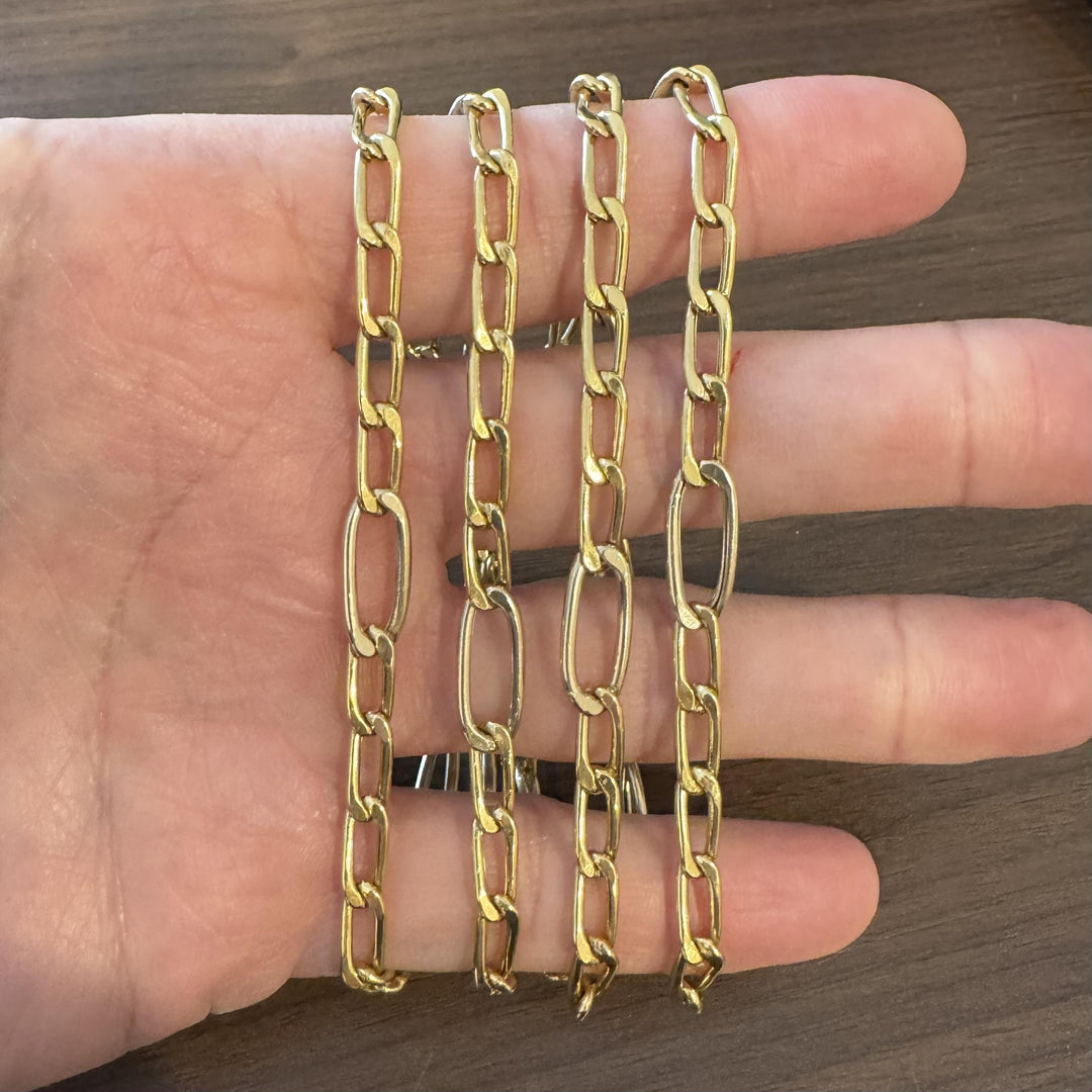 18k Yellow and White Gold 22.5g Hollow Long 7.5mm Vintage Necklace Italy 37"