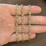 18k Yellow White and Rose Gold 20g Puffy Mariner Link Necklace Italy 24"
