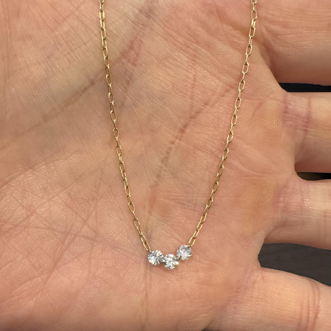 18k Yellow Gold and 0.60cttw Drilled Diamond Cable Link Necklace Italy 14"