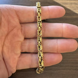 18k Yellow Gold 16g Vintage UnoAErre Squared Byzantine Link Bracelet Italy 7.5"