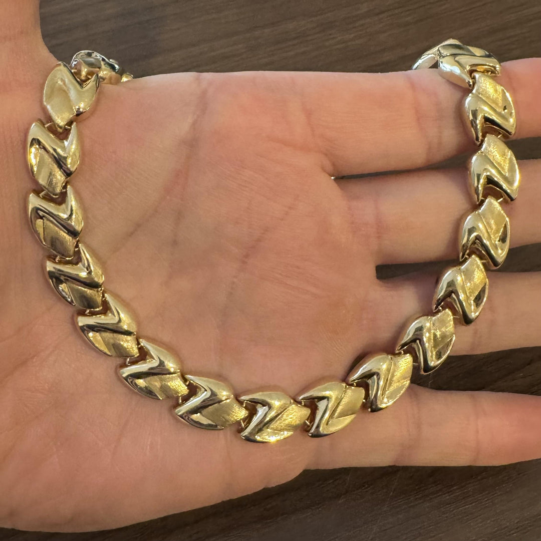 14k Yellow Gold 35.2g Ladies Thick 12mm Fancy Link Necklace Italy 16"