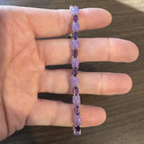 14k Yellow Gold Lavender Jade and Amethyst 12g Ladies Link Bracelet 7"