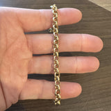 14k Yellow Gold 8.4g Hollow Light 6.5mm Rolo Link Bracelet Italy 7.75"
