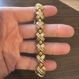 14k Yellow Gold 25.7g Ladies Thick 13mm Fancy X Link Bracelet 8"