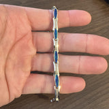 14k Yellow Gold and Opal 18g Solid 6mm Fancy Link Bracelet 8"