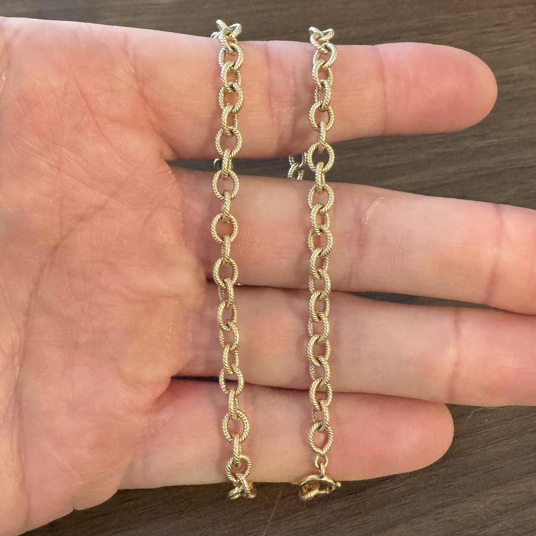 14k Yellow Gold 23.5g Solid Heavy 5.5mm Vintage Ribbed Cable Link Necklace 18"