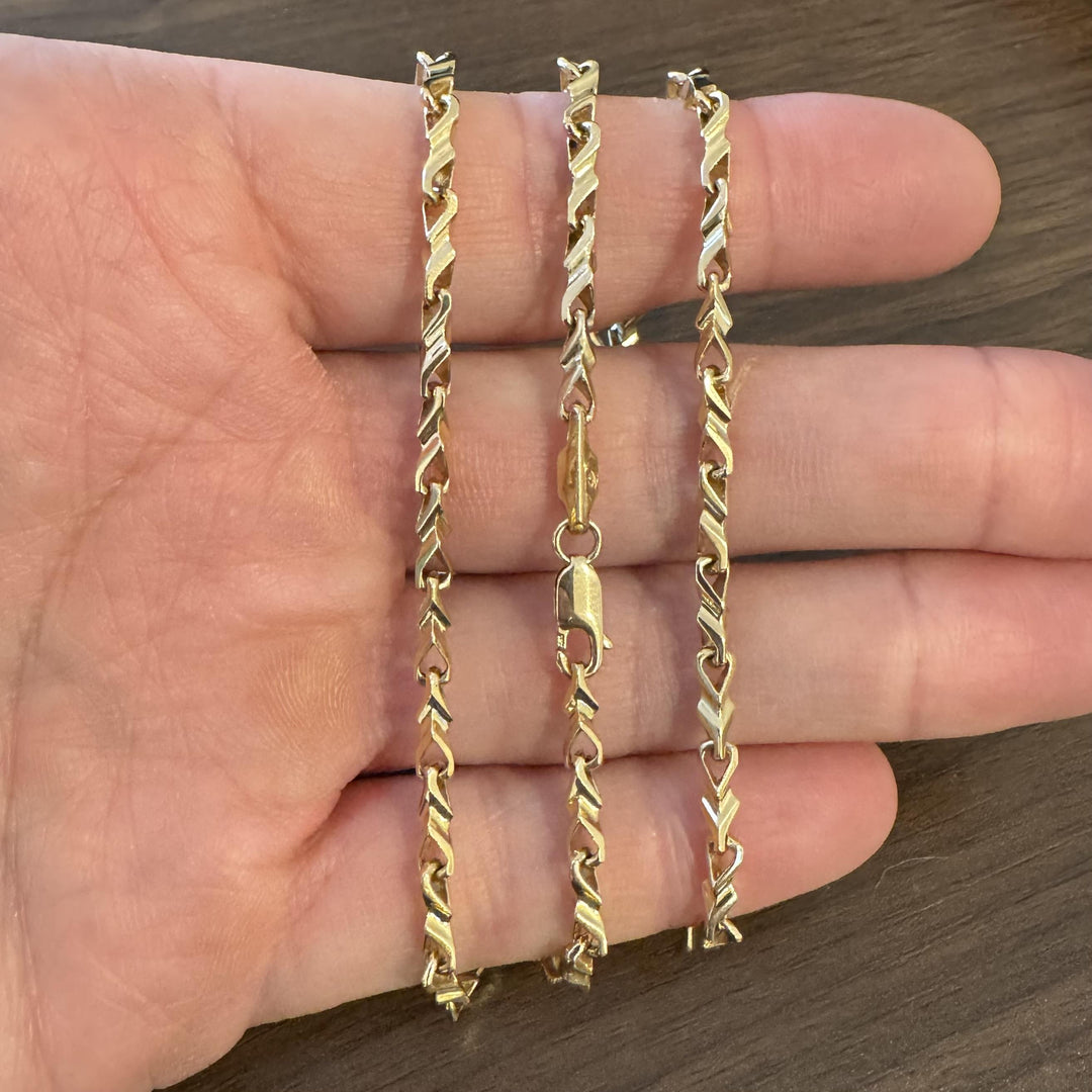 14k Yellow Gold 30.8g Solid Heavy 3mm Squared Fancy Link Chain Necklace 24"