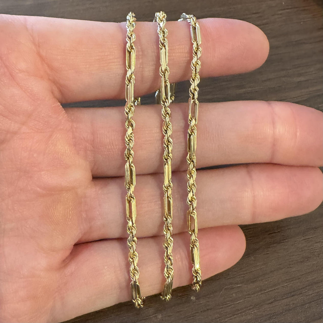 14k Yellow Gold 8.5g Hollow Light 3mm Milano Rope Chain Necklace 24"